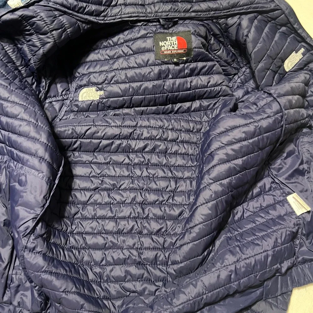 The North Face Summit Series Navy Blue Puffer Jacket Detachable Hood Mens Medium